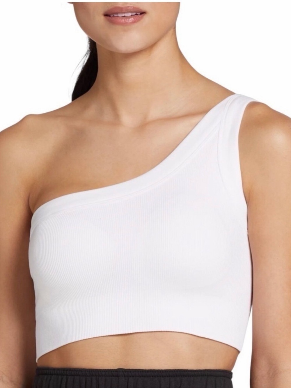 DSG Womens Ribbed One Shoulder Sports Bra Size L Off White